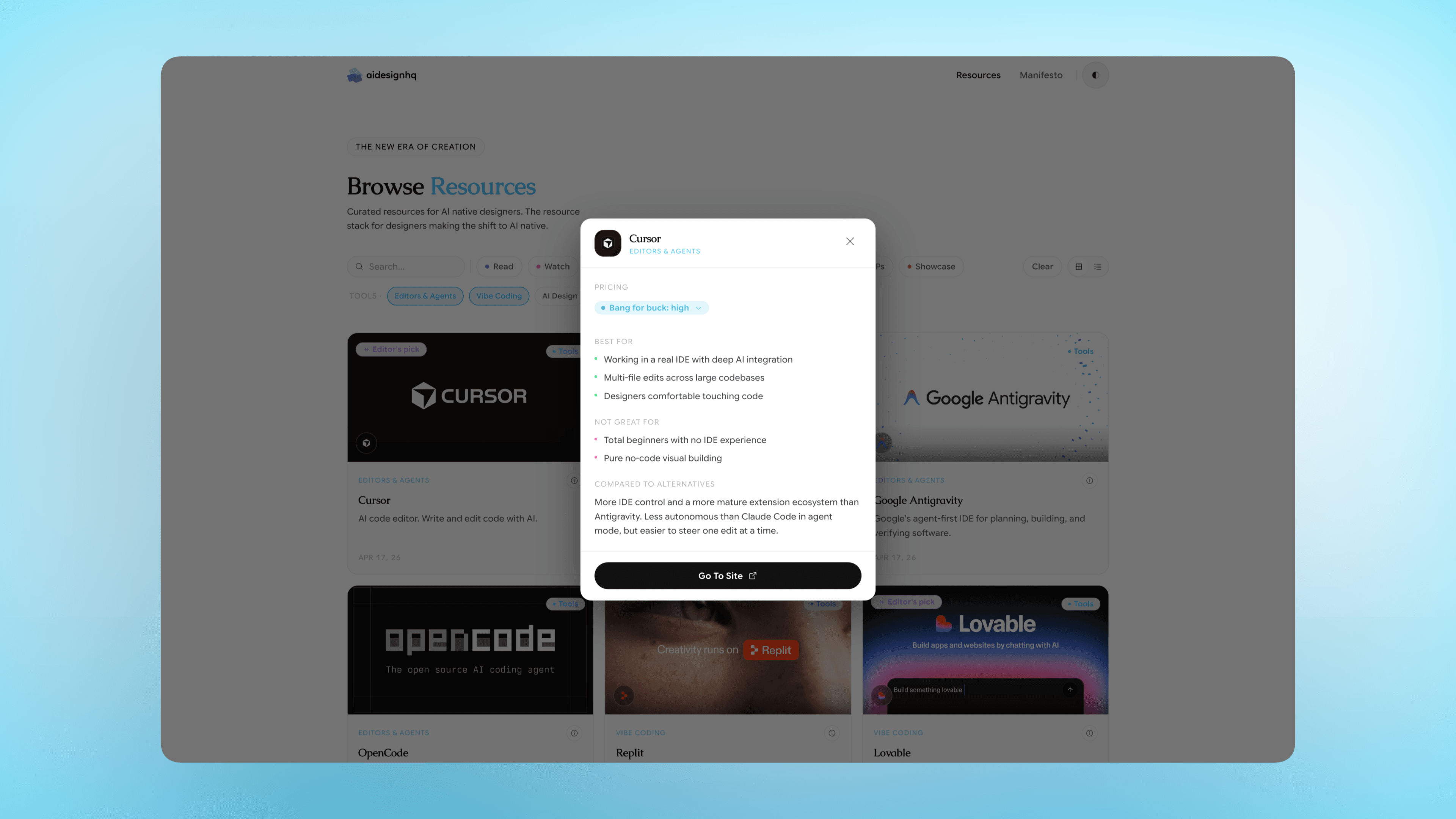 AI Design HQ - Light theme resource grid