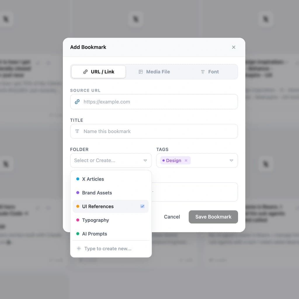 Bookmrkr — Add Bookmark modal