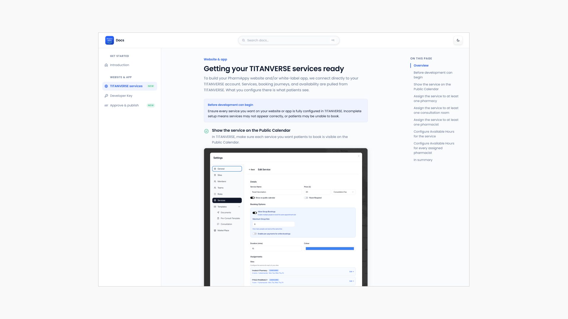 PharmAppy customer documentation site — a clean, guided help centre linked from the main website