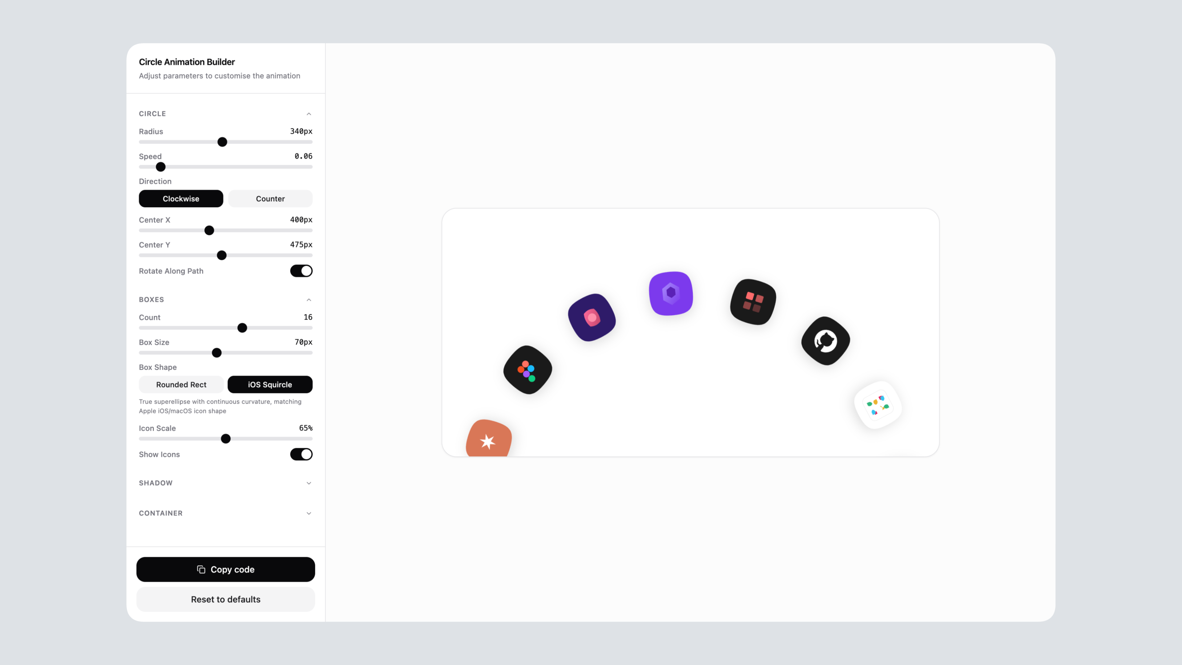 Circle Animation Builder preview